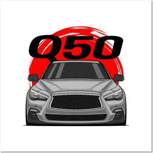 Front Silver Q50 Sedan JDM Posters and Art